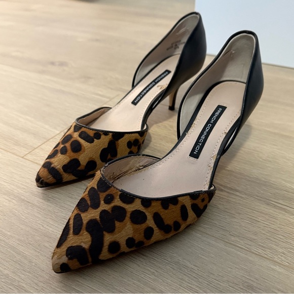 French Connection Leopard Print Kitten Heels - Picture 2 of 7